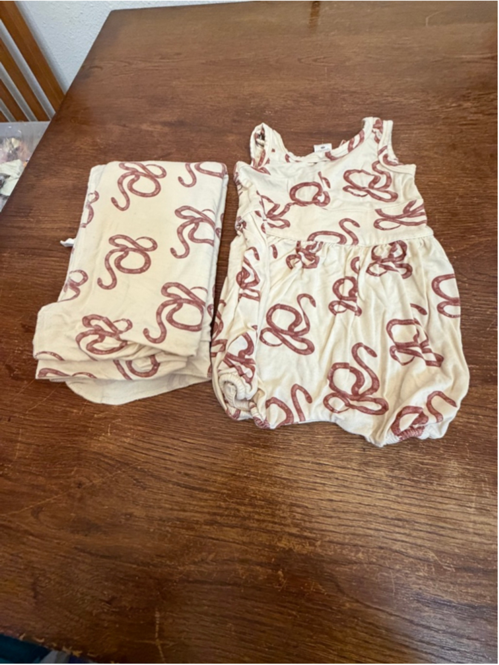Kate Quinn Baby Set Bamboo Snake Print Romper + Matching Blanket 12-18M Organic